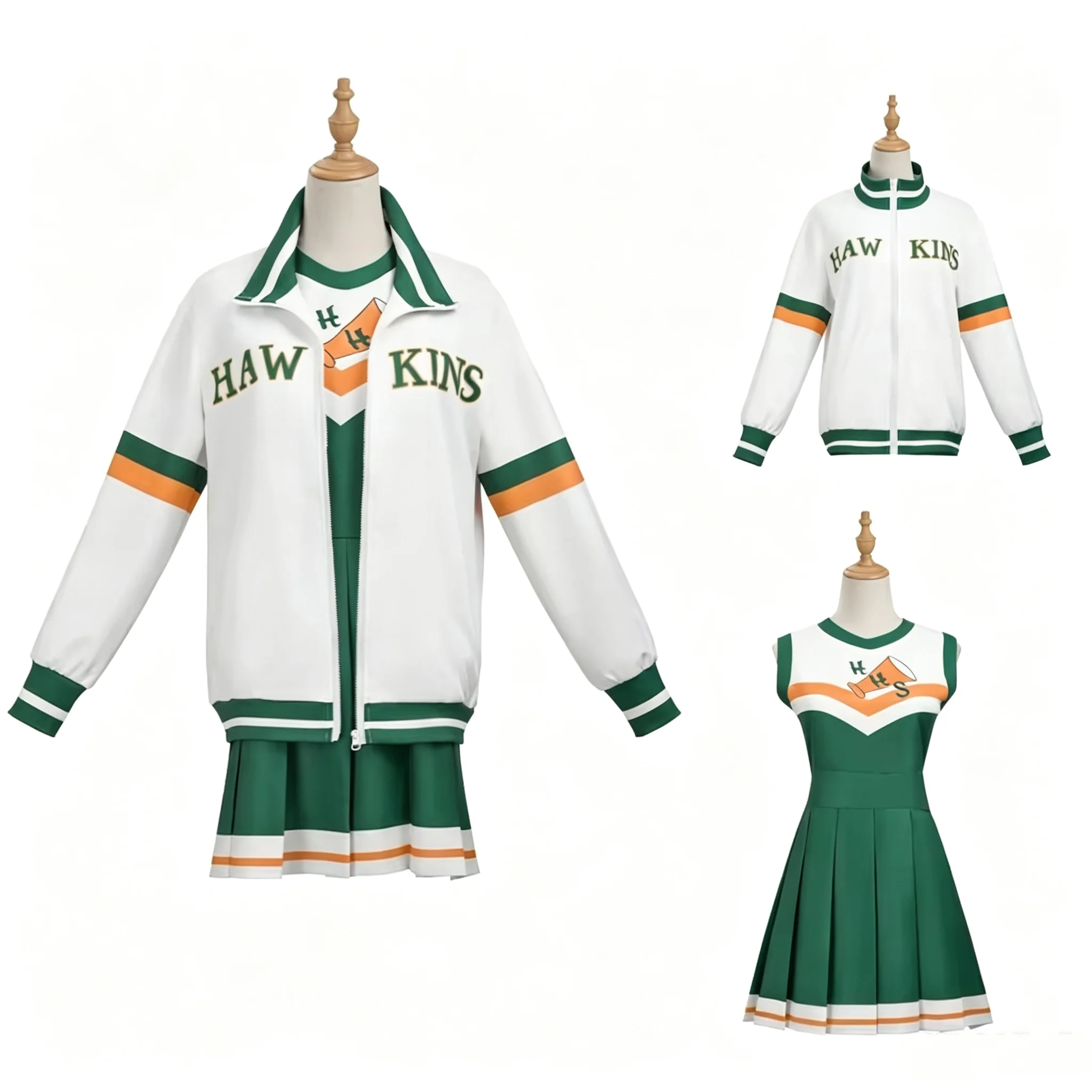 Europäische Größe S4 Chrissy Cunningham Hawkins Cheerleader-Uniform Cosplay-Outfit für Halloween-Party