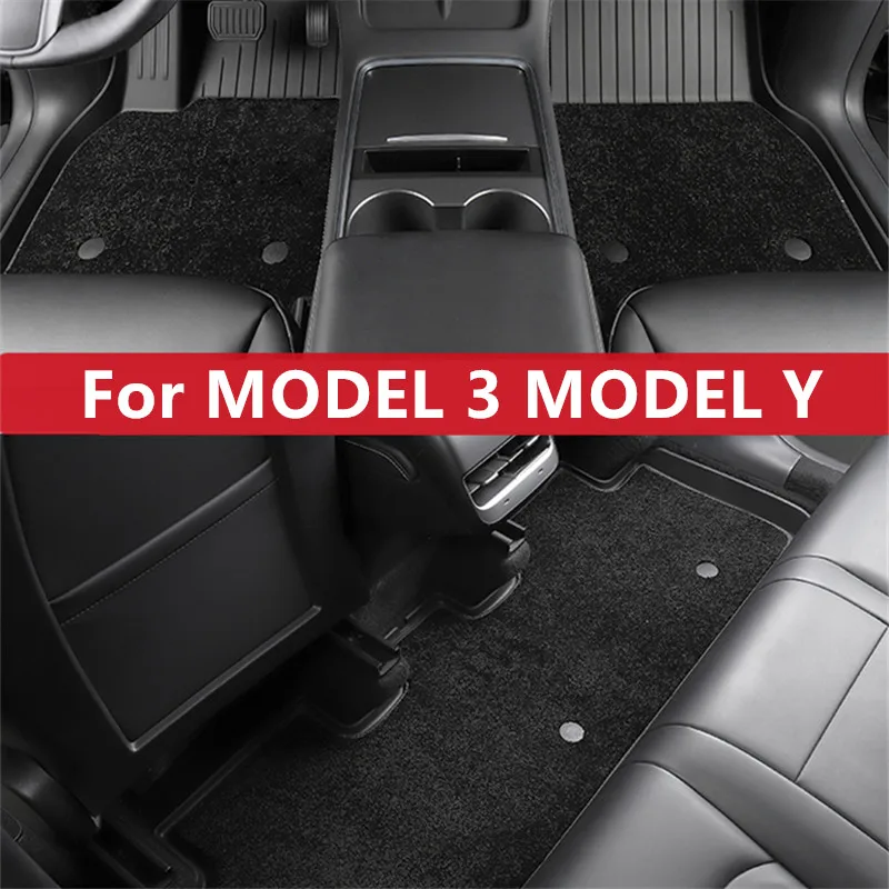 For MODEL 3 MODEL Y Car mat car interior special modified decorative pieces all surrounded by silk ring leather mat carpet