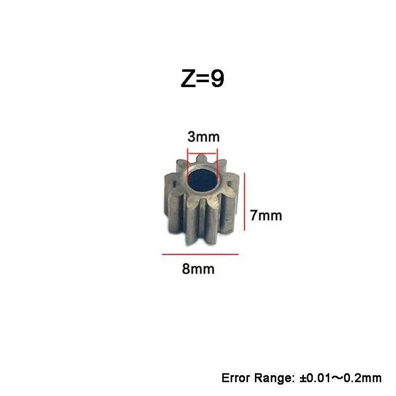 550/775 Charging Hand Drill Gear 9 Teeth OD=8mm Hole=3mm DIY Tool Parts 9T Z9 Metal Pinion
