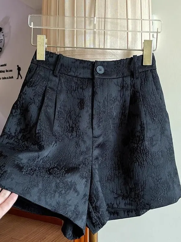 Elegant High Waist Wide Leg Short Pants Relieve Pressure Bootcut Pants 3D Relief Sculpture Casual Trousers for Women