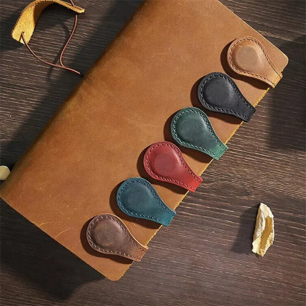 Portable Magnetic Leather Bookmark Useful Exquisite Handmade Leather Bookmark Double-sided Magnetic Clip Notebook Accessory