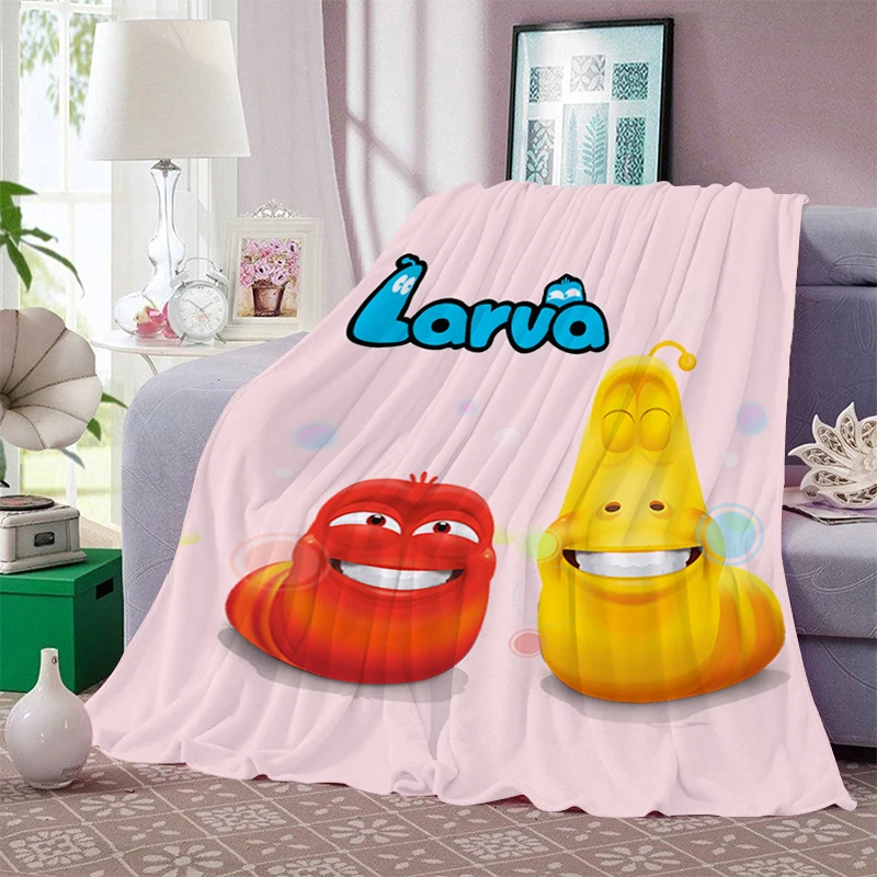 Digital Print Flannel Blanket Sofa King Size A-Larva Cute Warm Winter Bed Fleece Nap Fluffy Soft Blankets Microfiber Bedding