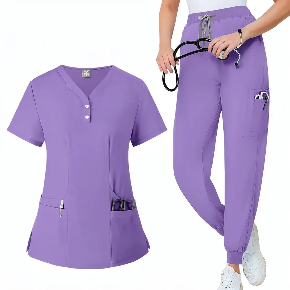 Breathable Medical Scrubs Set Quick Dry Healthcare Professional Uniform Elastic Unisex Hospital Clinic Workwear