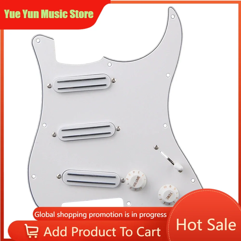 

Yue Yun Music Store--White Loaded Prewired Pickguard with SSS B500K / A500K Tone