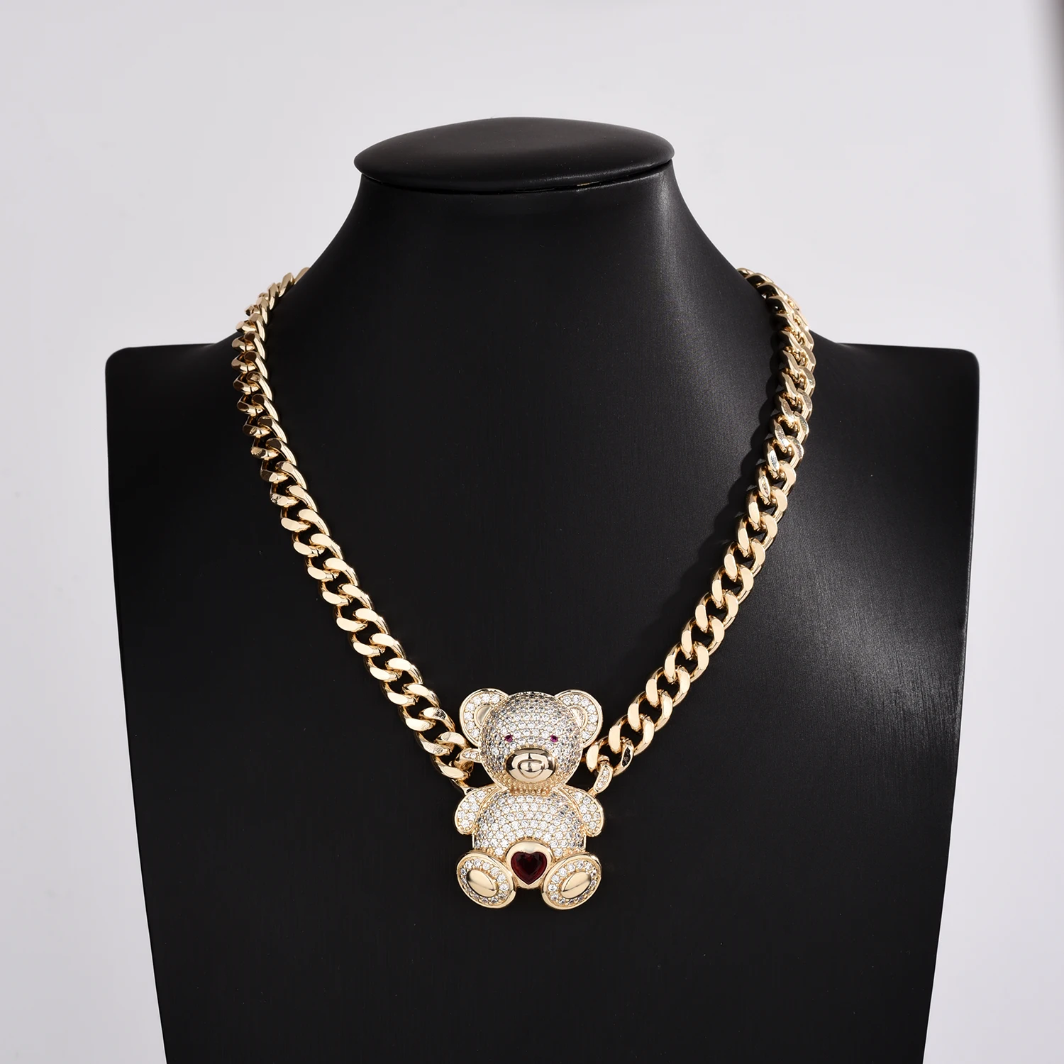 Cute Bear Pendant Necklace 45cm 50cm Copper Chain Fashion Jewelry Gift for Her Christmas Valentines Day