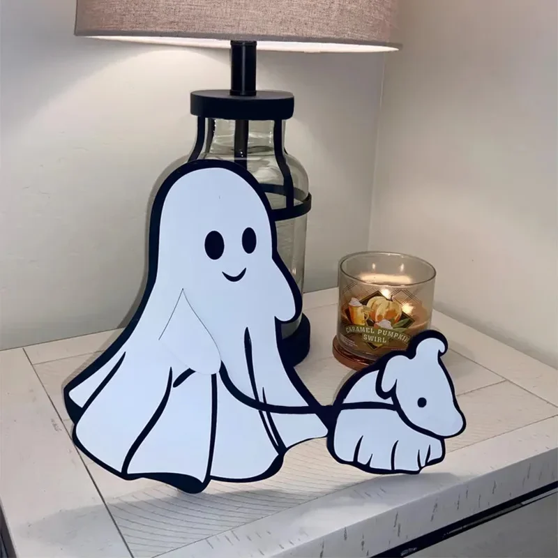 

Halloween Decoration Ghost Walking Dog Statue Interesting Resin Ornaments Creative Home Decoration Gift 2024 New