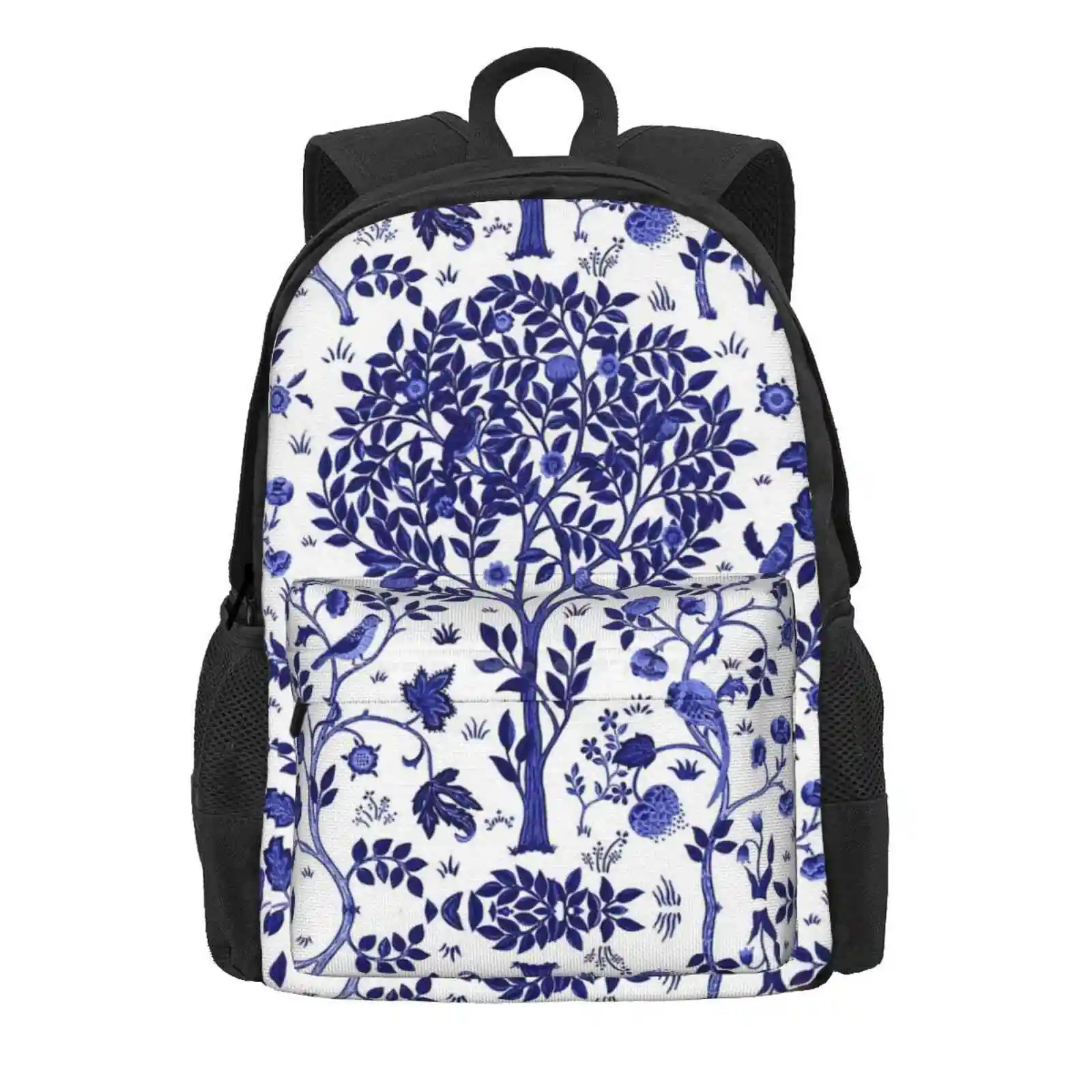 William Morris Tree Of Life, Cobalt Blue Hot Sale Schoolbag Backpack Fashion Bags William Morris Art Nouveau Tree Of Life Trees