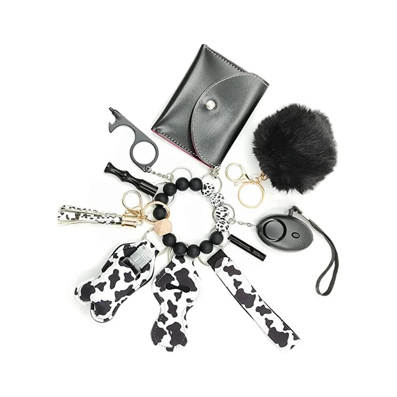 12pcs Safety Keychain Set For Women Self Defense Key chain Set with Alarm and Card Holder Bottle