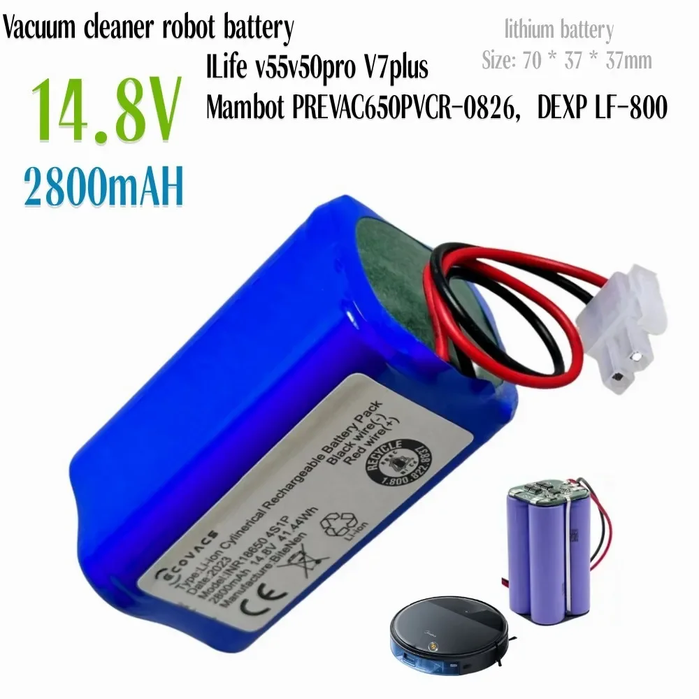 14.8V 2800Ah Vacuum Cleaner Batteries ILIFE A4, A40, A4S, A6, A8, V7, V7S V7S Pro V50 Pro W400, Polaris PVCR-0826 ECHO 520