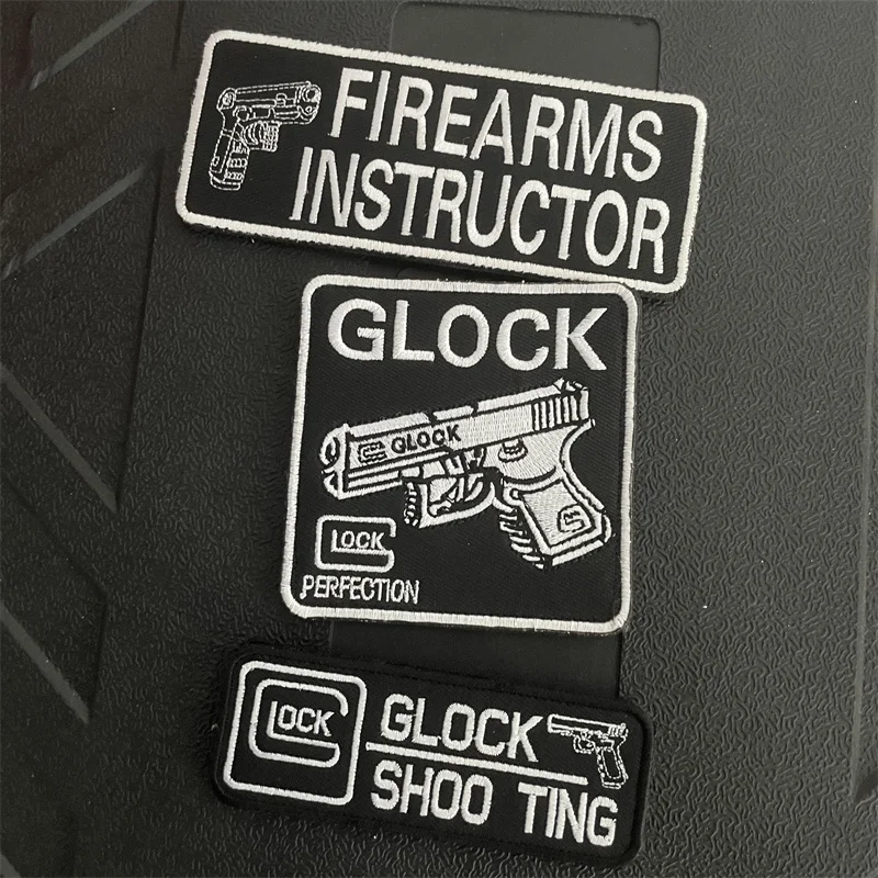 GLOCK SHOO TING Tactical Patches LOCK Pistol Firearms Instructor Morale Badge CAPSULE CORP Hook&Loop Patch on Backpack Stickers