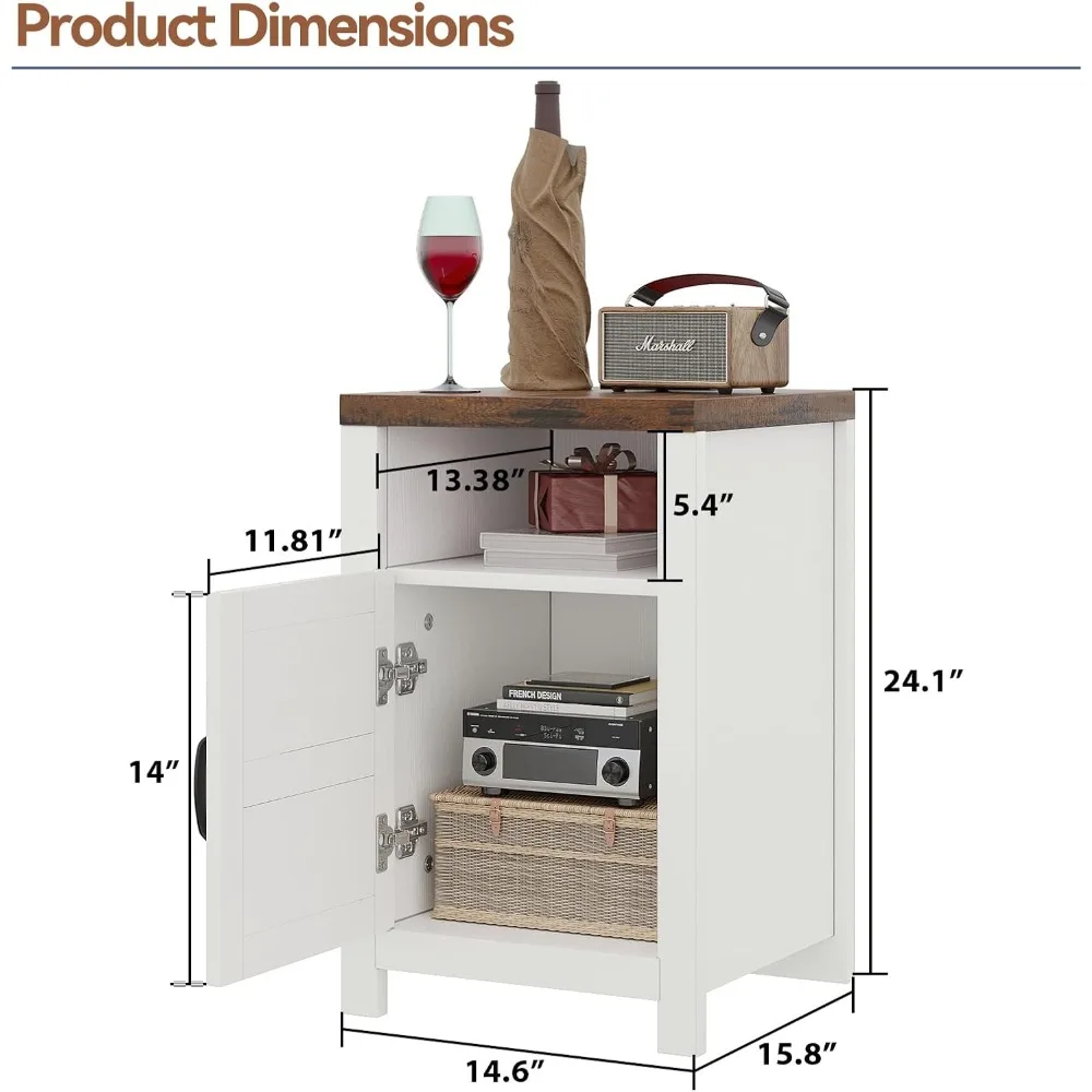 مجموعة منضدة محطة الشحن مكونة من قطعتين مع تصميم باب الحظيرة وطاولات نهاية التخزين لغرفة المعيشة وغرفة النوم