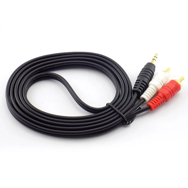 3.5mm Plug Jack Connector to 2 RCA Male Music Stereo Audio Adapter Cable Audio AUX Line for Mp3 Phones TV Sound Speakers E14