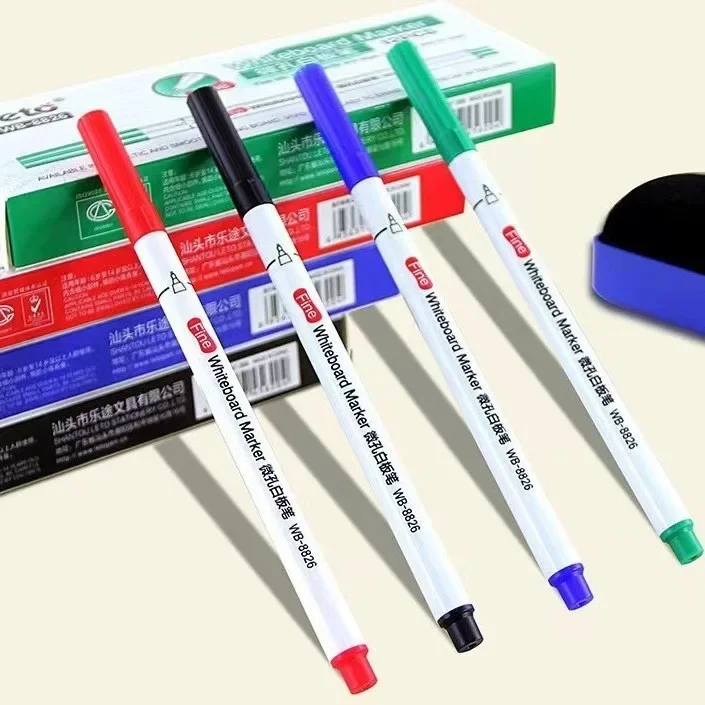 12pcs 0.5mm Dry Erase Markers Whiteboard Marker Pen Office School White Board Stationery Extra Fine Tip Multicolour Makers Pen