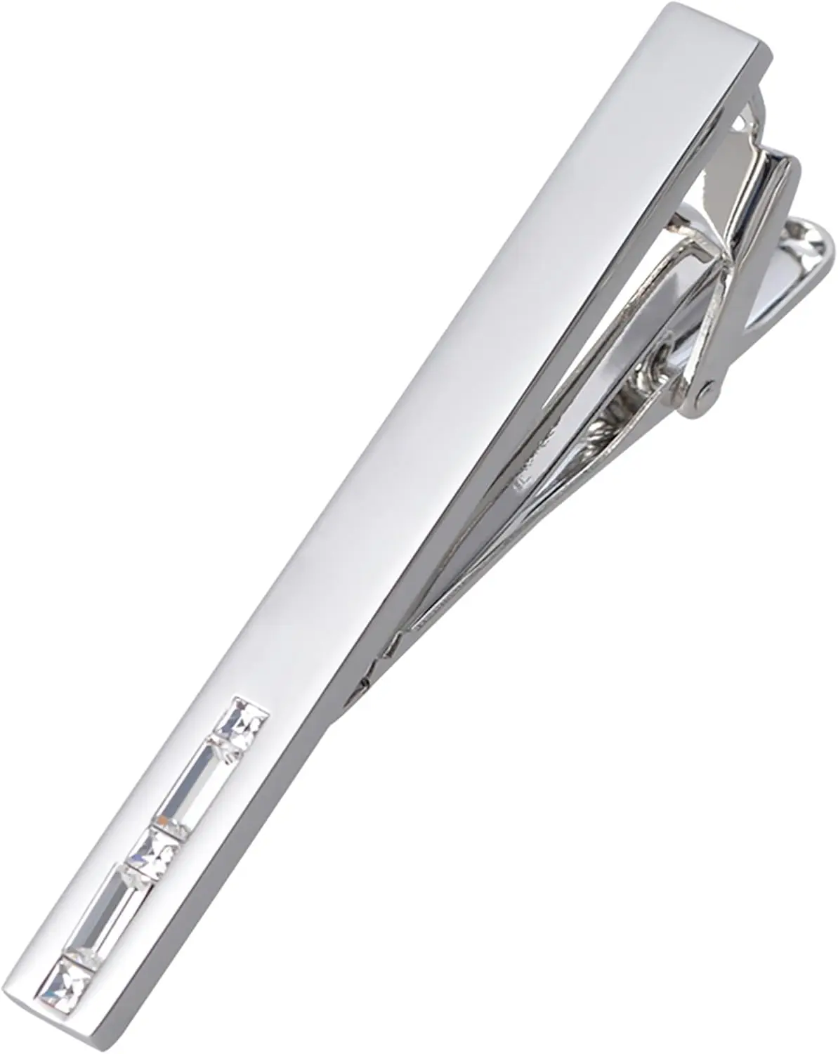 

Silver Crystal Tie Clip for Men, Elegant Business Accessory for Formal Wear and Gifts
