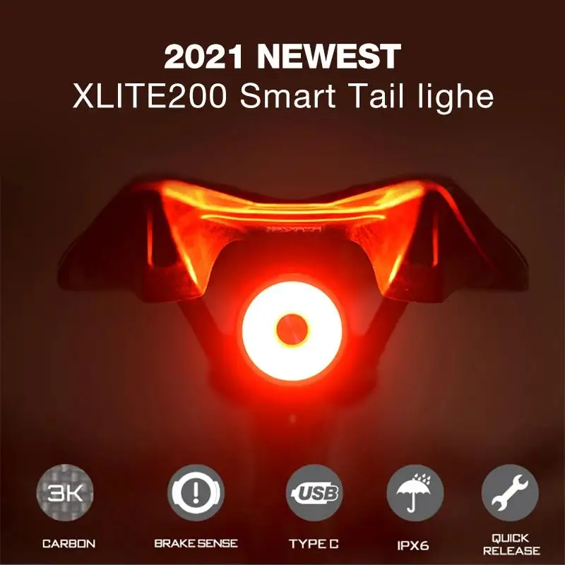 

Enfitnix New Xlite200 Bicycle Intelligent Taillight Automatic Brake Taillight Waterproof Super Bright LED Warning Nightlight