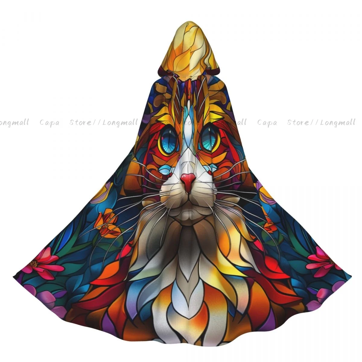 Witch Cloak Beautiful Cat With Big Ears Halloween Cosplay Costume Unisex Adult Cloak Retro Ages Cape