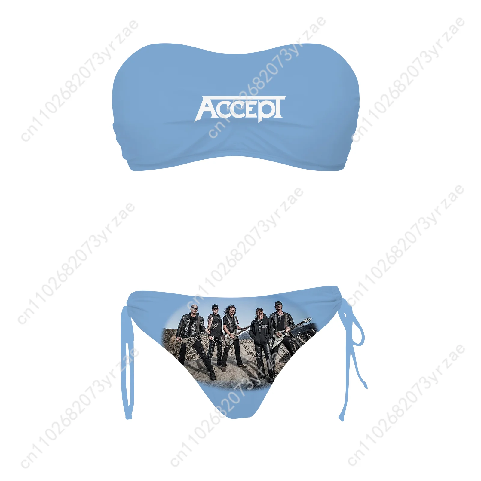 Accept Band Swimsuit Womens Drawstring Two Piece Set Bathing Suits Personalized Swimwear Pool Beach Bikini Customize Beachwear