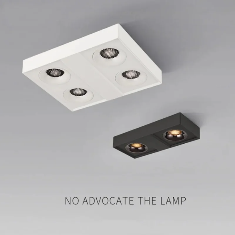 Square roof LED lights, adjustable COB lights, 7W12W15W, 1-2-4 heads, CREE anti-glare lights, 85-265V, suitable for both home an