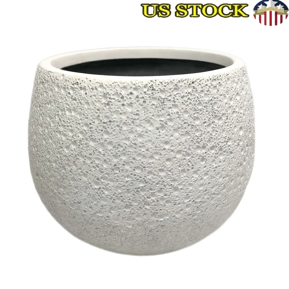

Resin Moon Planter 13in Weather Resistant Garden Decor Planter Flowers Herbs Succulents Outdoor Planter with Drainage Holes