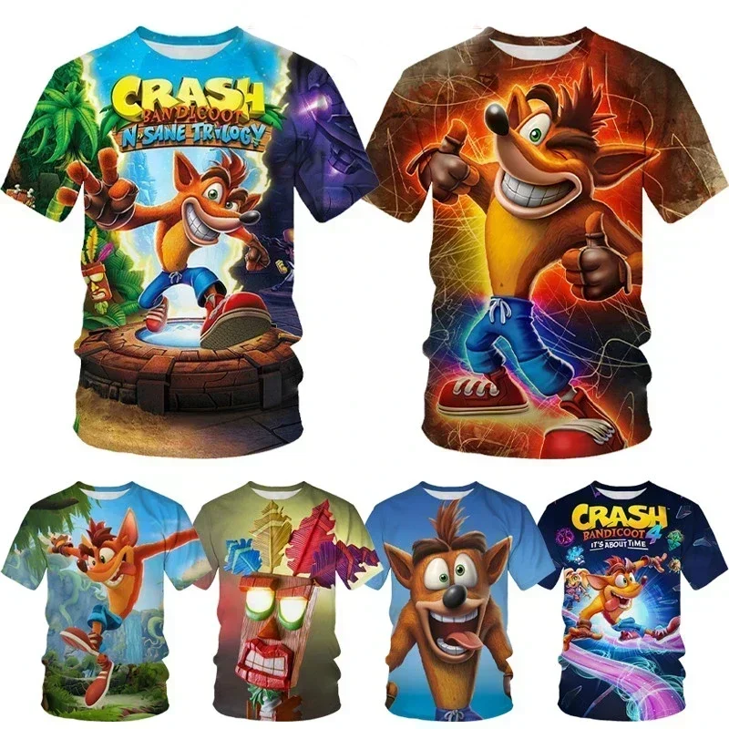 Crash Bandicoot 3D Printing Children's Summer Fashion Casual Game T-shirt Top Cartoon Kids Round Neck Short Sleeve T shirt