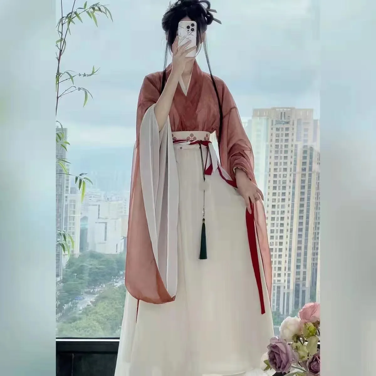 

Autumn New Cool Style Women's Han Chinese Clothing North Korean Collar Wide Sleeve Broken Dress Ancient Costume Daily Suit