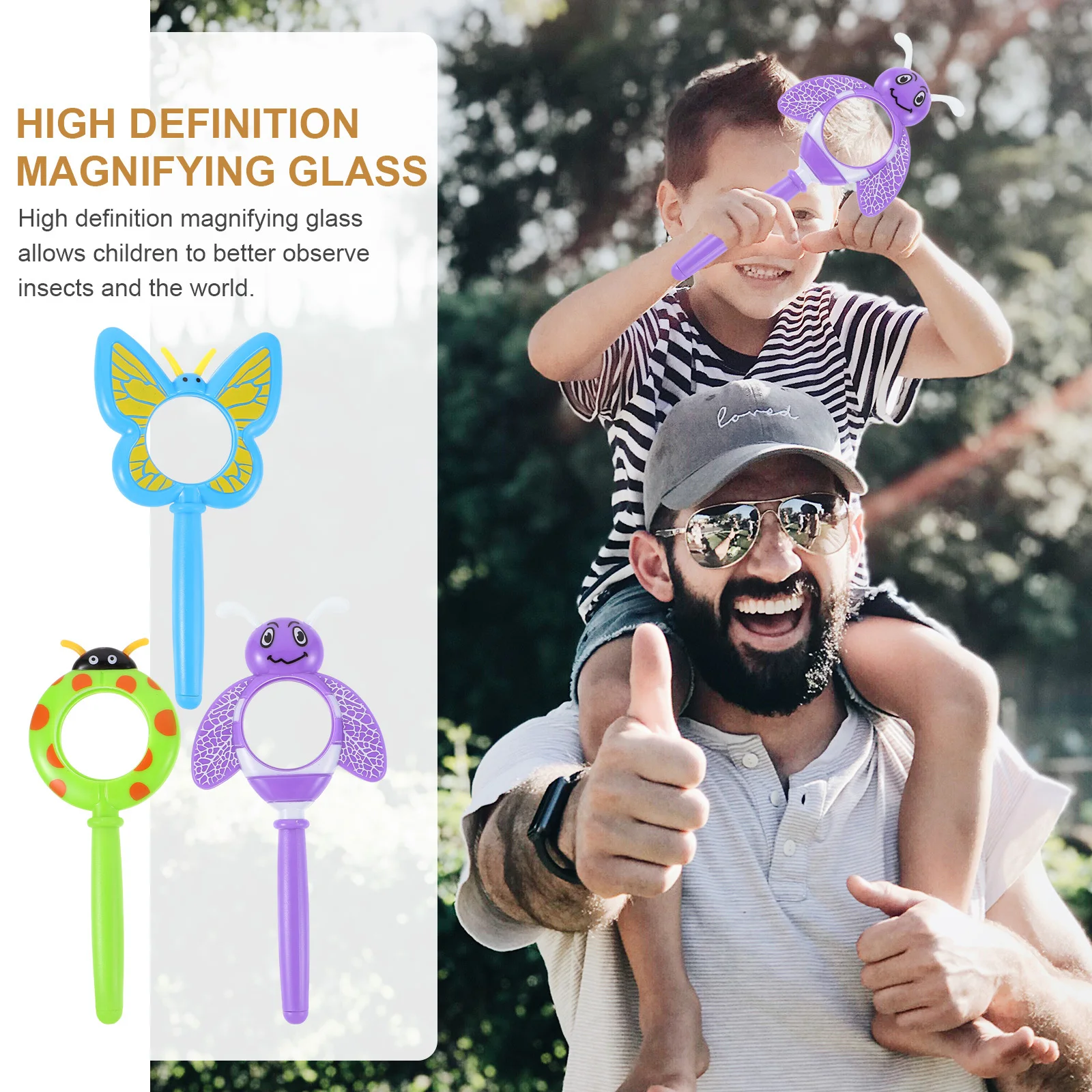 3 stuks handheld vergrootglas cartoon plastic insect observatie kleurrijke kinderen vergrootglas vergrootglas