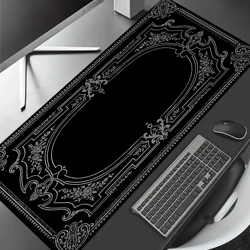 Aesthetic art Mouse Pad Rubber Non-Slip Base Stitched Edge XXL Desk Pad for Computer Office Gaming Black White Desk Accessories