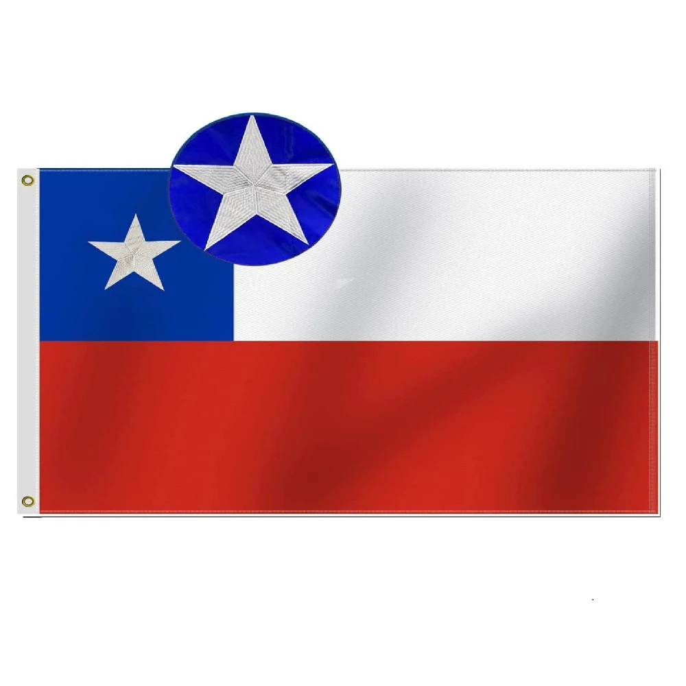 FLAGLINK Chile Flag 3x5 Ft  210D Embroidered Stars Four Rows Stitching Chilean National Decoration Banner