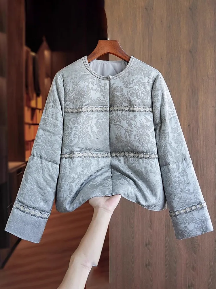 

Winter New Design Cotton Jaet Women's Loose Warm Long Sve Cotton Coat Trendy Commute Sle round Ne Single Button Closure