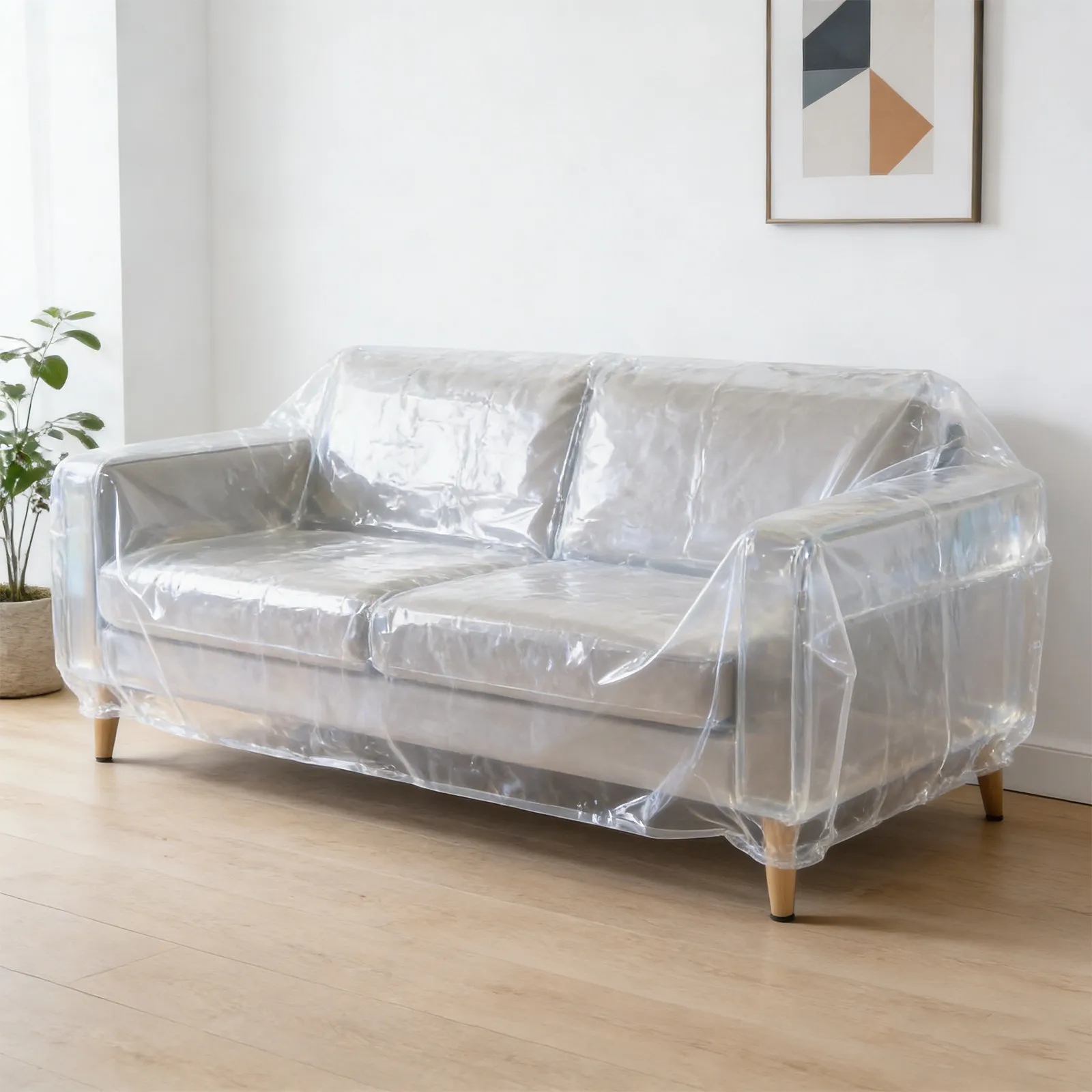 Heavy Duty Clear PVC Couch Protector Sofa Cover 243x102x105cm Waterproof Anti-Scratch for Pets Moving Clear Plastic Sofa Cover