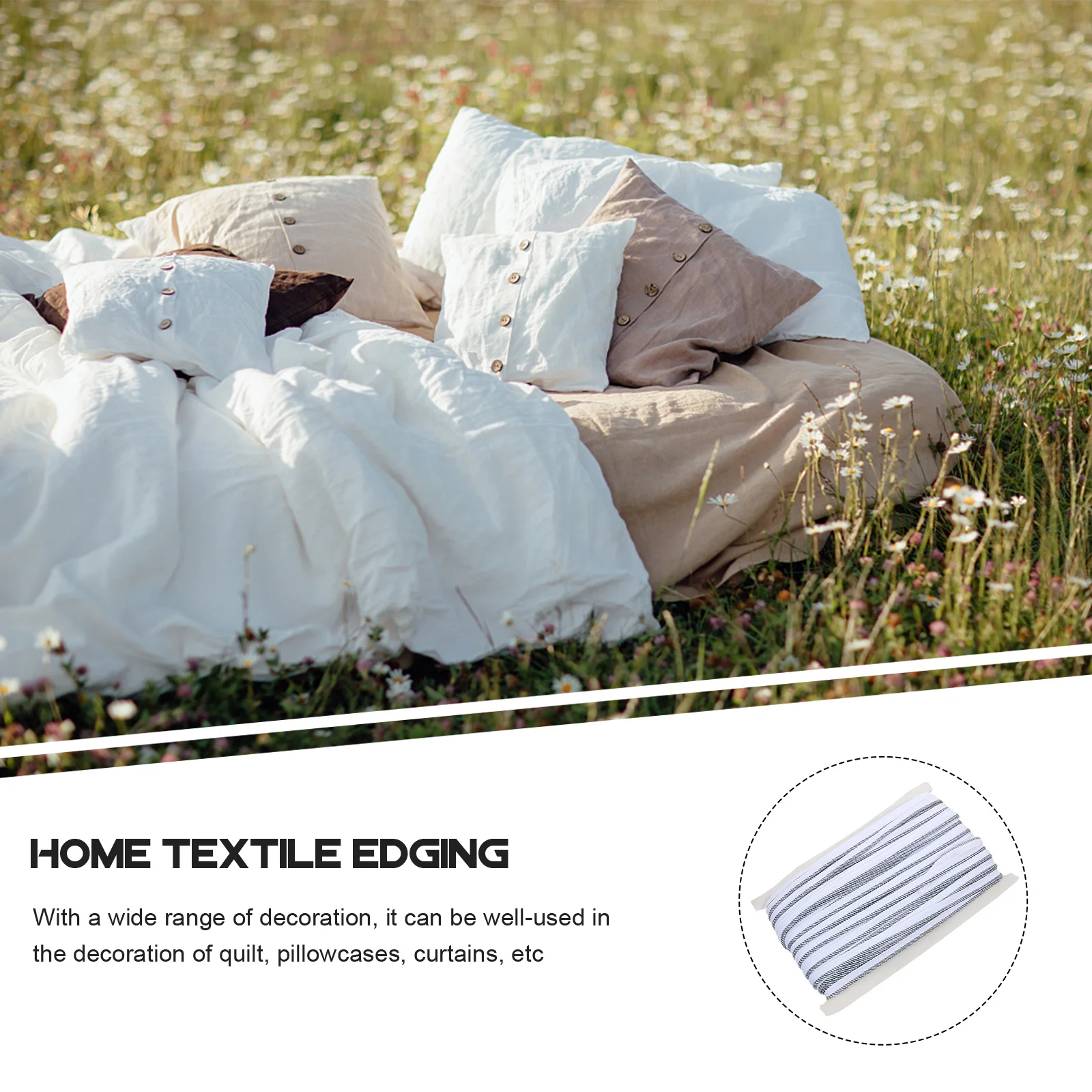 

1 Roll Piping Cord Trim Polyester Braided Rope for DIY Curtain Valance Edging Decor Twisted Cord Lace Trimming