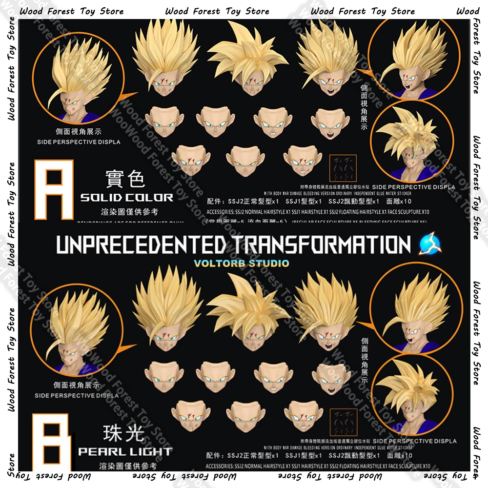 

New LEFMA&RECUSTOM Voltorb Studio Dragon Ball Super Saiyan 2 Son Gohan Battle Damaged Head Accessories Anime Action Figure Toys