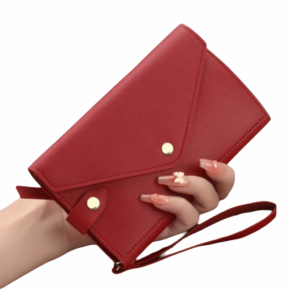 Multi Card Slots Women Clutch Bag Multi-functional Multicolor Card Holder Purse PU Large Capacity Cell Phone Purse Daily Carry