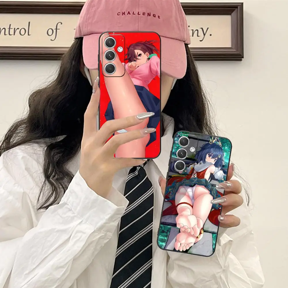 هنتاي الوركين أنيمي قضية الهاتف لسامسونج غالاكسي S25 S24 S23 S22 S21 S20 S10 S9 زائد FE الترا لايت الأسود الهواتف المحمولة الفاخرة