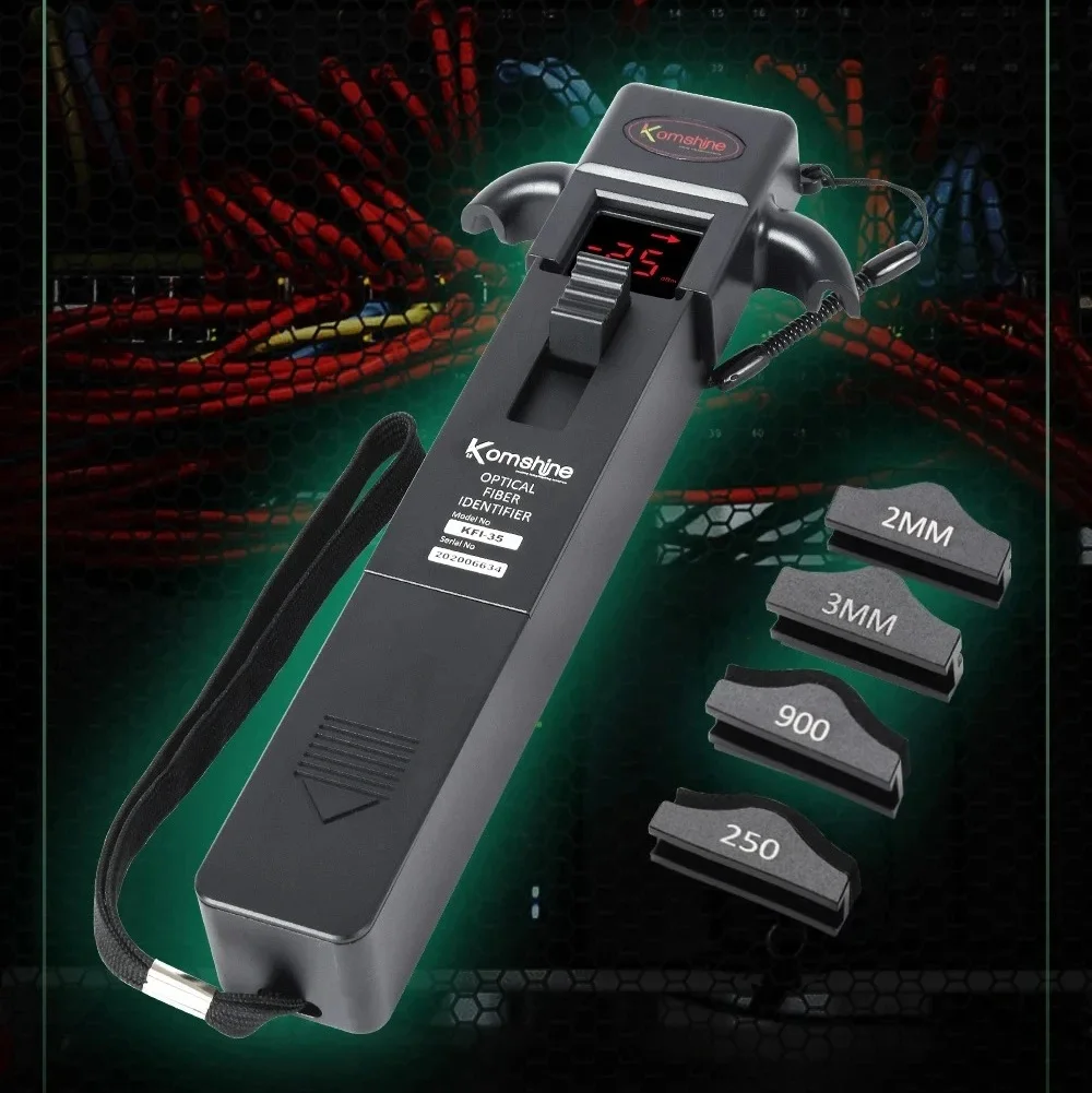 

Оптоволоконные инструменты KomShine FTTH KFI-35, идентификатор живого волокна, оптический детектор, применимый для кабеля голого волокна 0,25/0,9/2,0/3,0