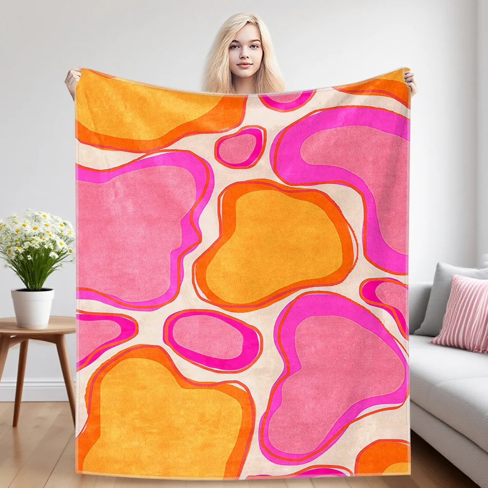 Pink Abstract Blob Winter And Summer DualUse Comfortable Flannel Blanket,Soft And Sticky Sofa Cover Blanket,Exquisite Gift