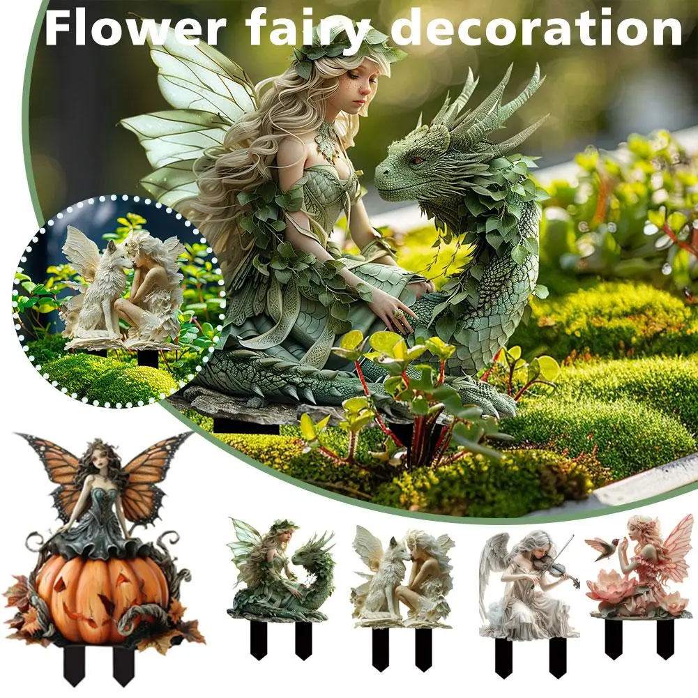 Bohemian Fairy Flower Pot Decoration Miniature Fairies Acrylic Ground Decorative Stake Garden Lawn Garden Decorative Decor R4B9