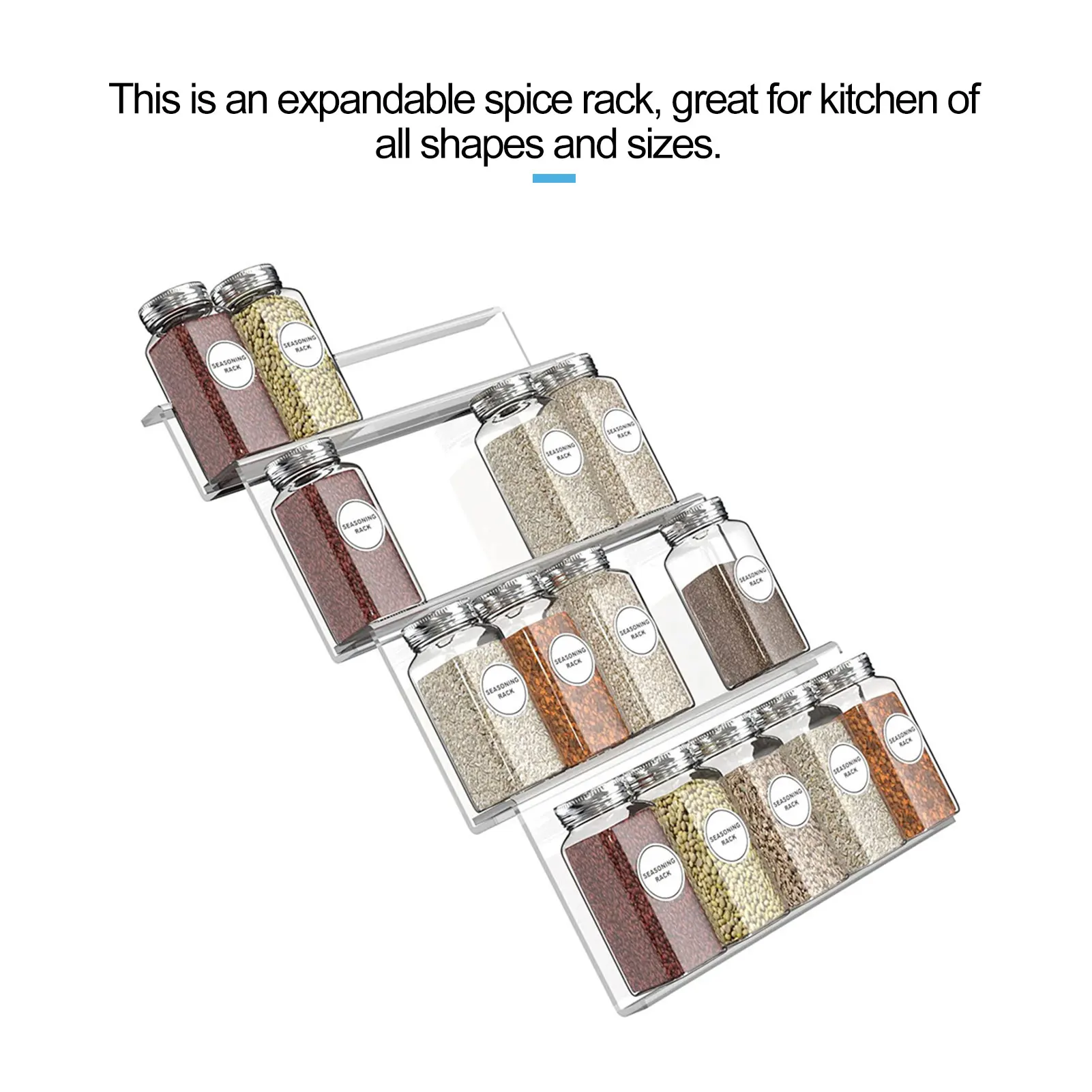 Spice Drawer Organizer Acrylic Spice Rack 4 Tier Spices Organizer For Kitchen Cabinets Herb And Spice Jars Adjustable Design