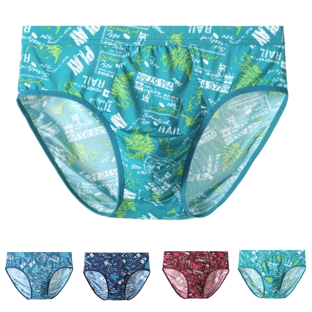 

Men Mid Waist Printed Underwear Briefs Breathable Loose Fit Trunks Style Comfortable Fabric with Stretch for Daily Wear