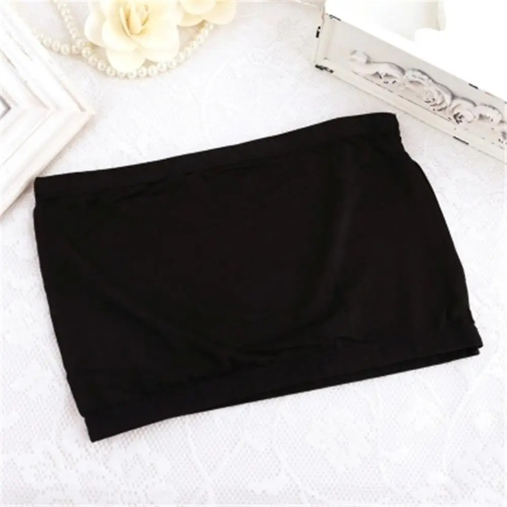 

Strap-wrapped Breasts Bandeau Tube Bra Strapless Top Elastic Lengthen Black No Pad Miss