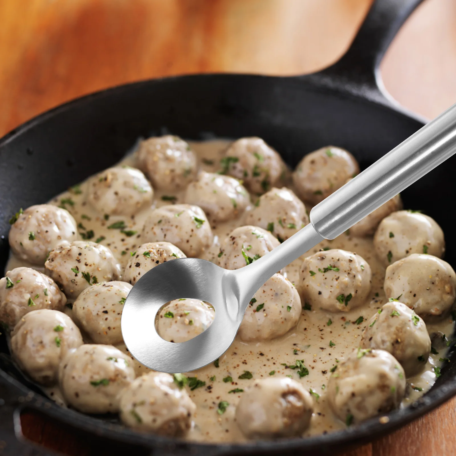 

2pcs Squeeze Meatball Spoons Stainless Steel Maker Scoop Long Handle Kitchen Gadget Green Cooking Tool