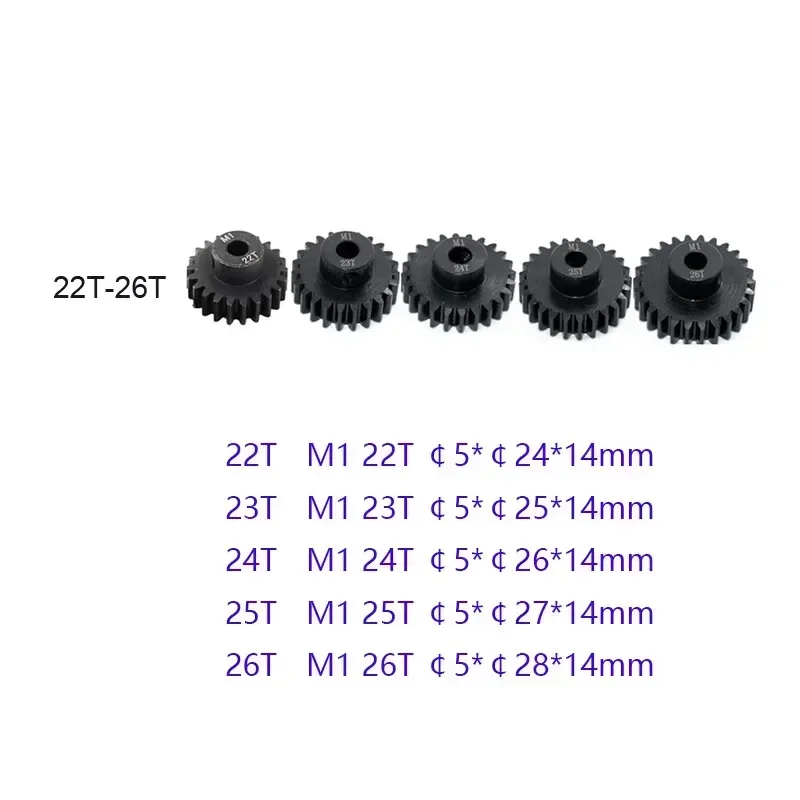 High Quality 11T-30T Material Harden M1 5mm Shaft Metal Pinion Motor Gear for 1/8 RC Buggy truggy Monster truck