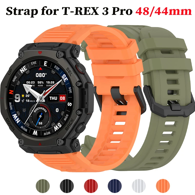 

Силиконовый ремешок для Amazfit T-REX 3 Pro 48 мм 44 мм, ремешок для умных часов, спортивный браслет, браслет для T-Rex3 Pro, аксессуар