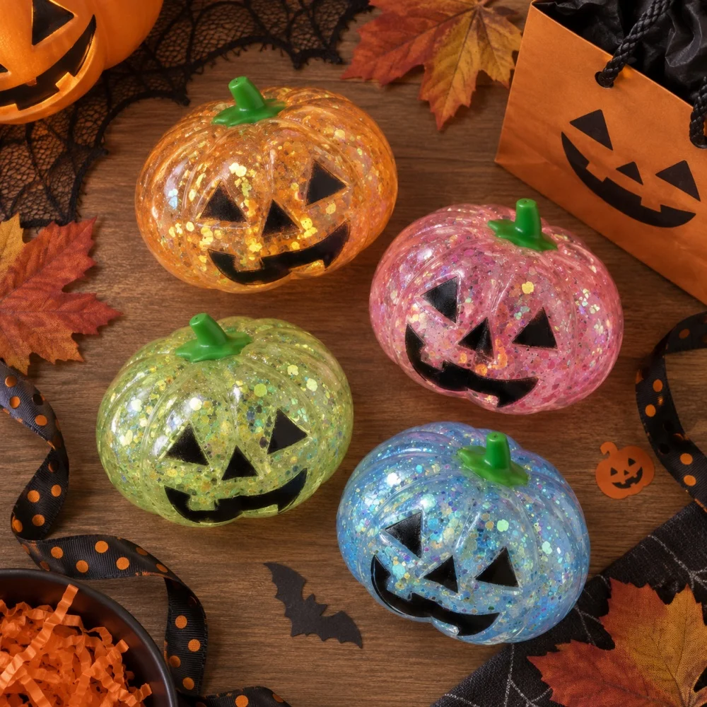 Jack O Lantern Stress Relief Toy Party Favors 1Pc Halloween Pumpkin Squishy Squeeze Toy Pinata Filler Treasure Box Prize Gift