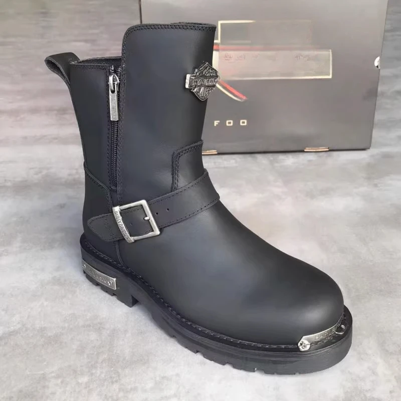 Original for Harley Motorcycle Boots Men Leather Motorcyclist Shoes Racing Motocross Bota Anti-Collision Off-Road For Rally Race