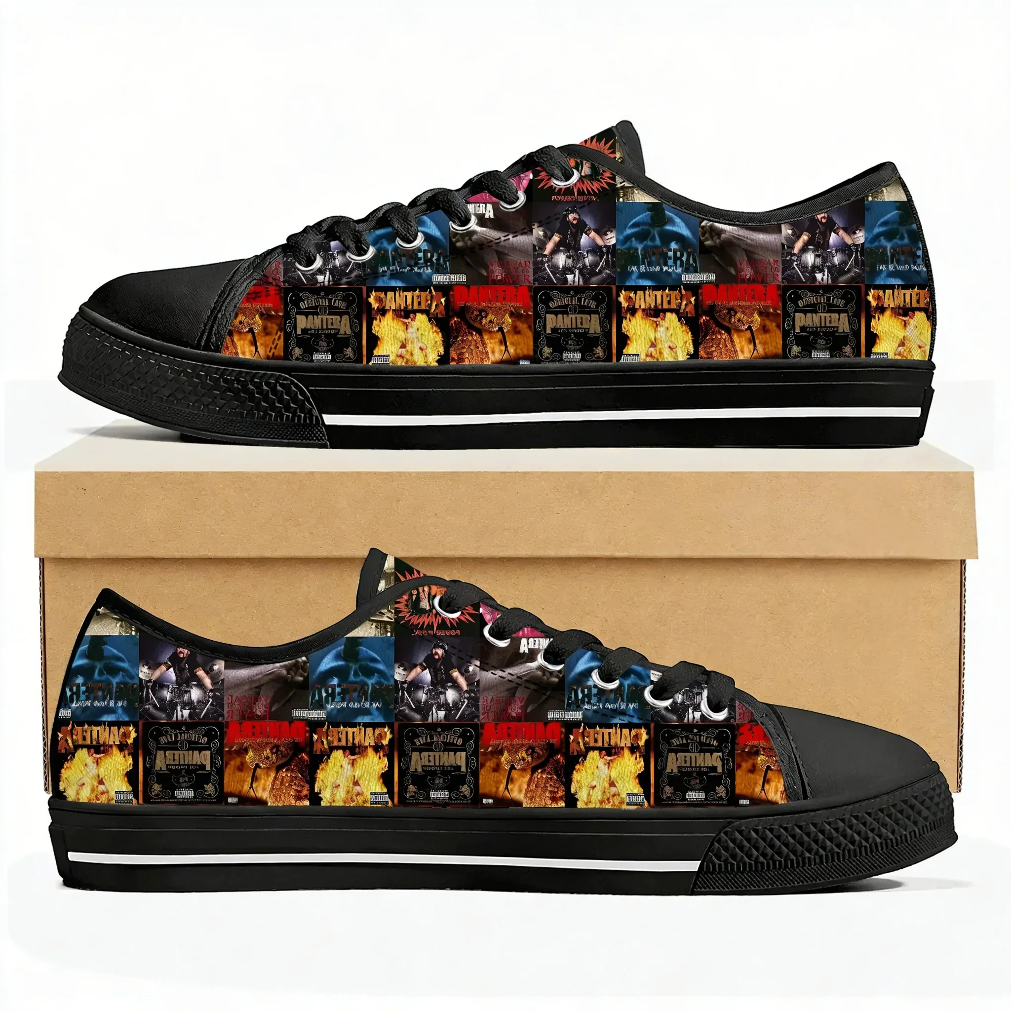 Pantera Metal Band Pop Low Top High Quality Sneakers Mens Women Teenager Canvas Sneaker Casual Couple Shoes Custom Shoes view 2