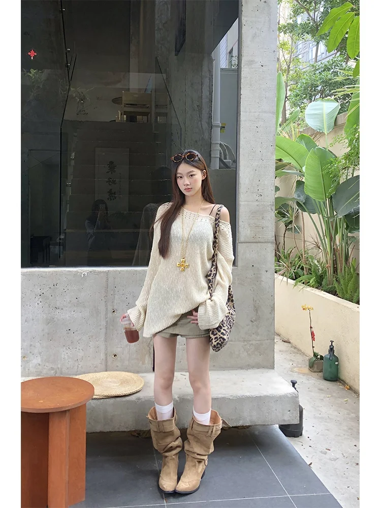 Zomer nieuwe losse gebreide zonbescherming top uitgehold oulder ontwerp dames bovenkleding airconditioning irt rood Celebri...