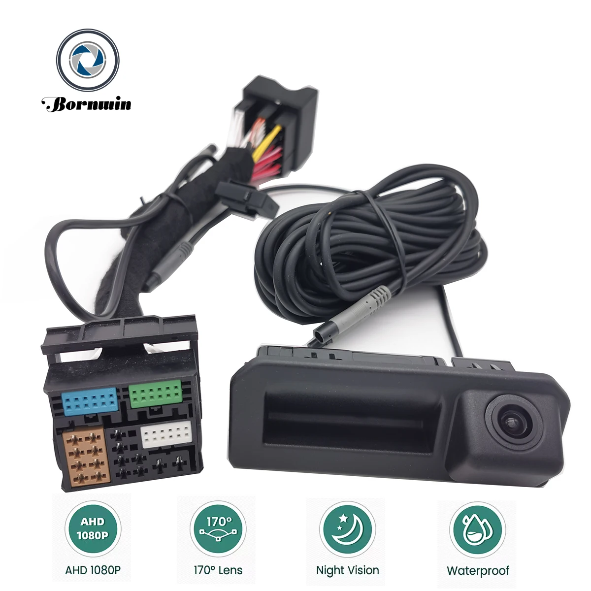 bornwin-canbusダイナミックトラジェクトリリアビューカメラ、カーバックアップリバースカメラ、mib2stdユニットで動作、シートアロナ2017-2020に適合