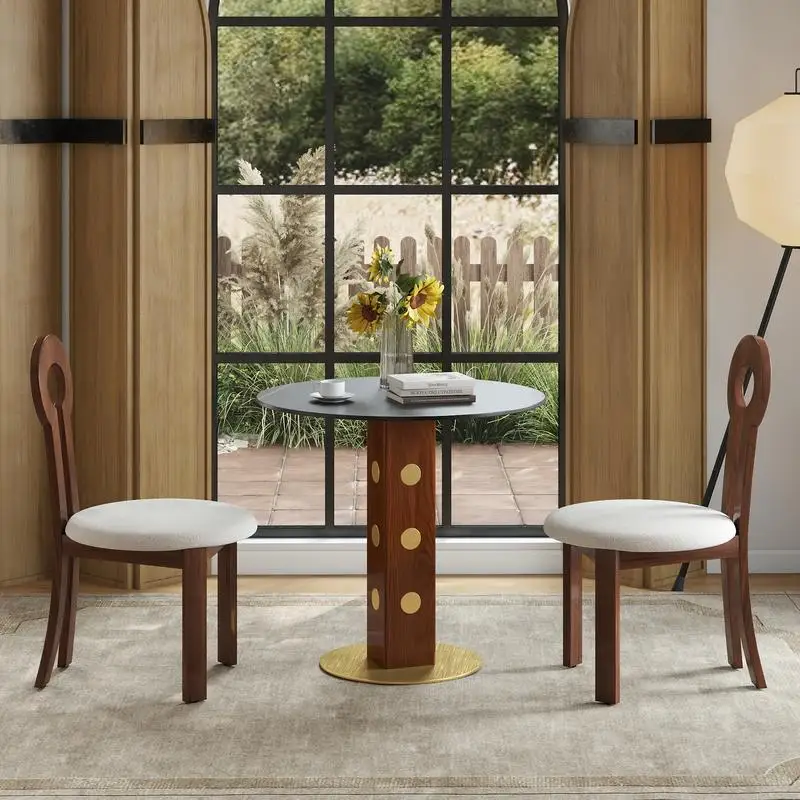 Modern Round Dining Table, 33.5