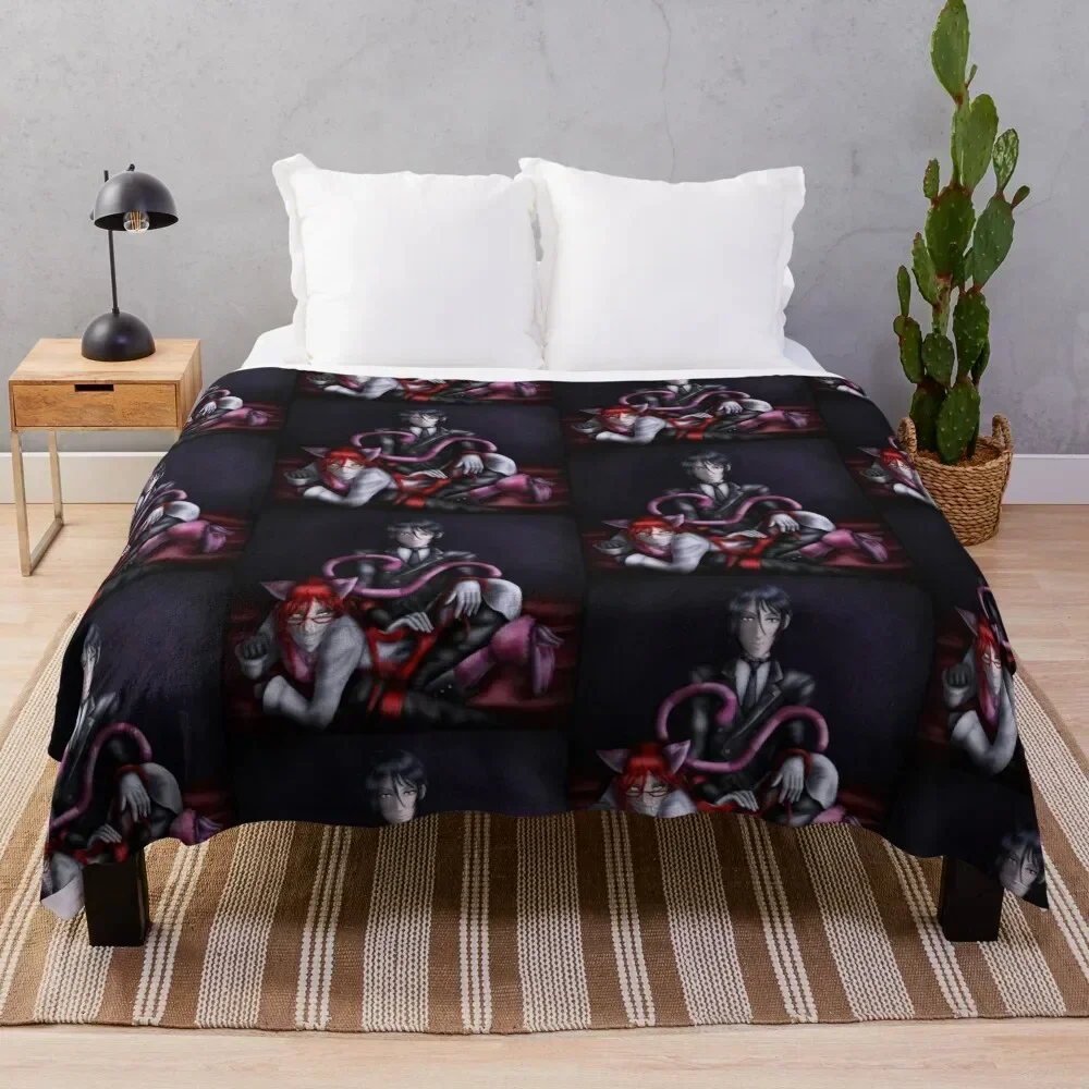 

Cat Caught a Bird Throw Blanket Warm Flannel Blanket for Couch Chair Bedroom
